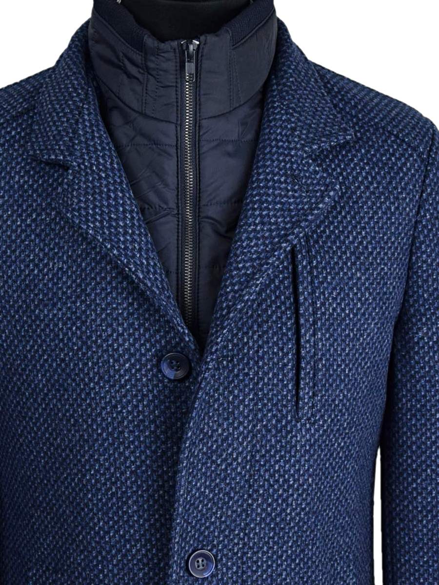 Vlnený kabát modro-sivý, P500