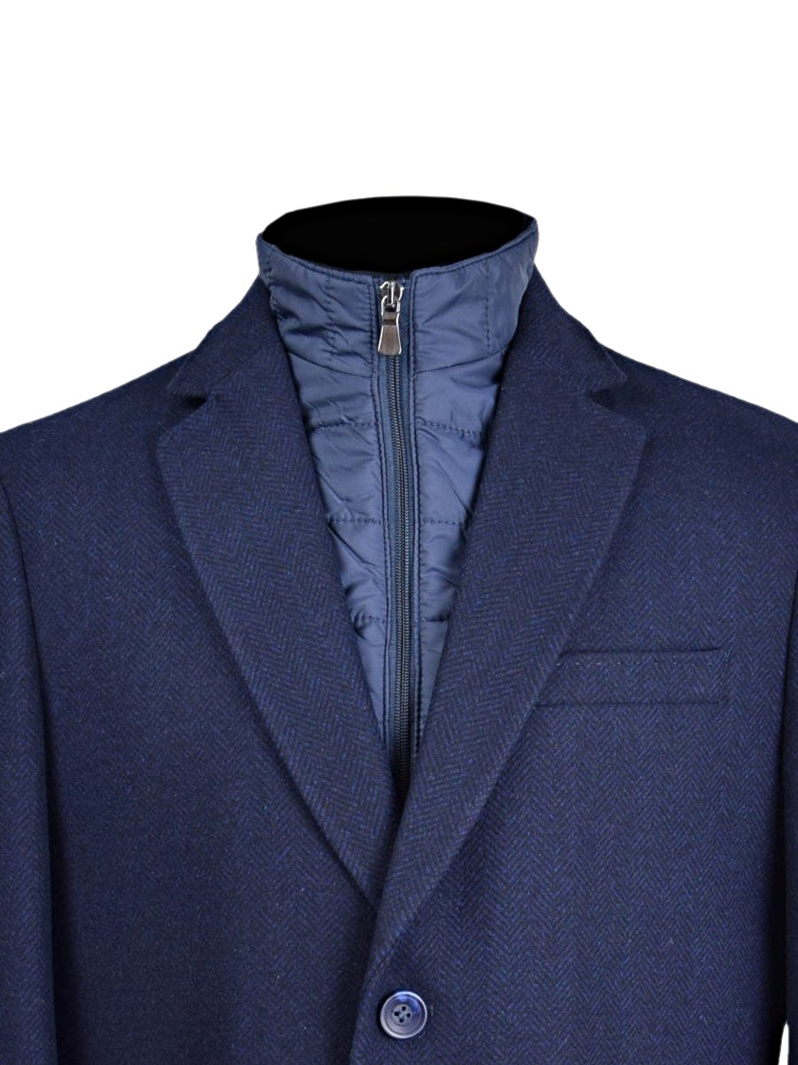 Vlnený kabát modro-čierny, P498