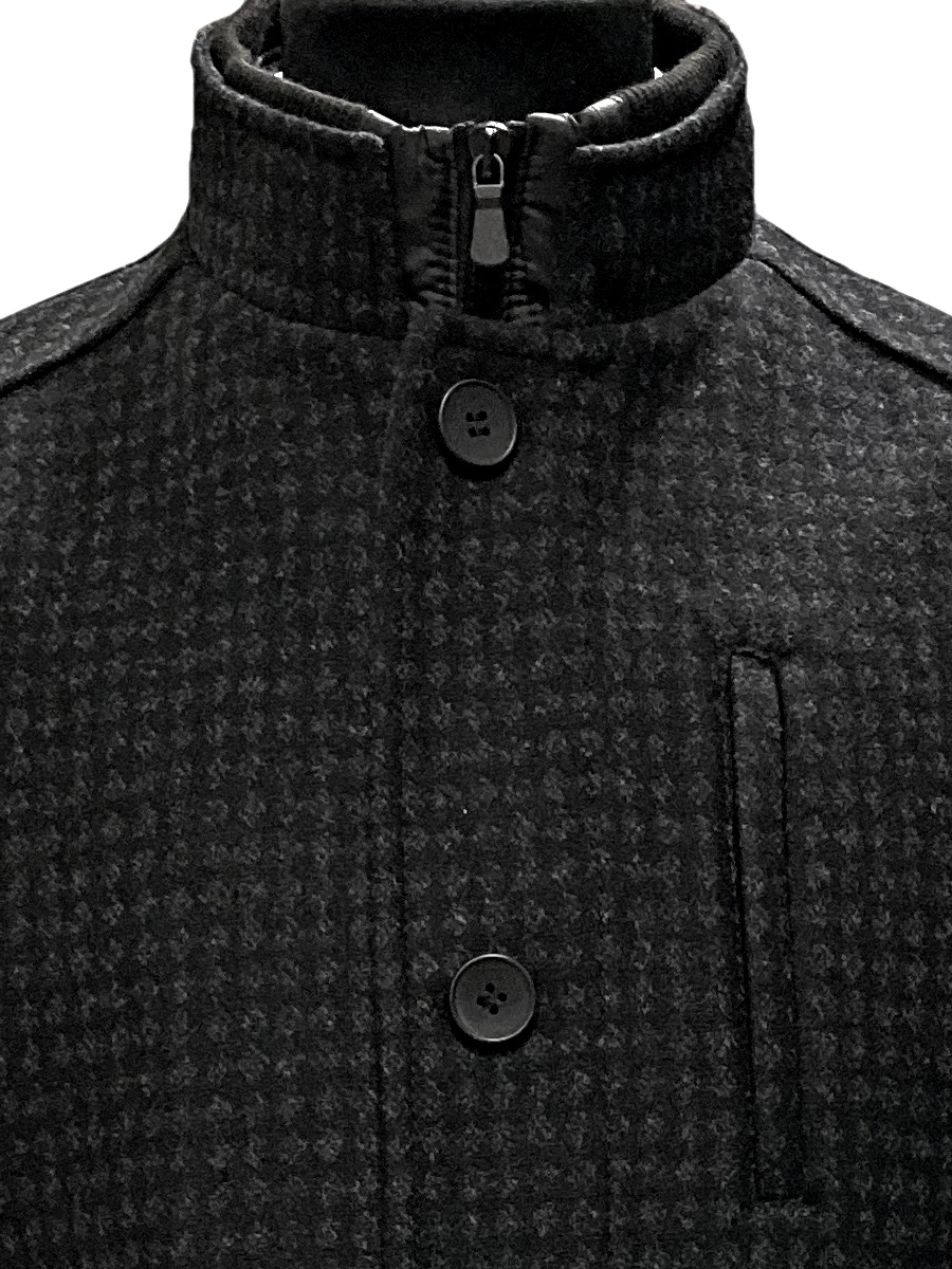 Vlnený kabát čierno-sivý, P499
