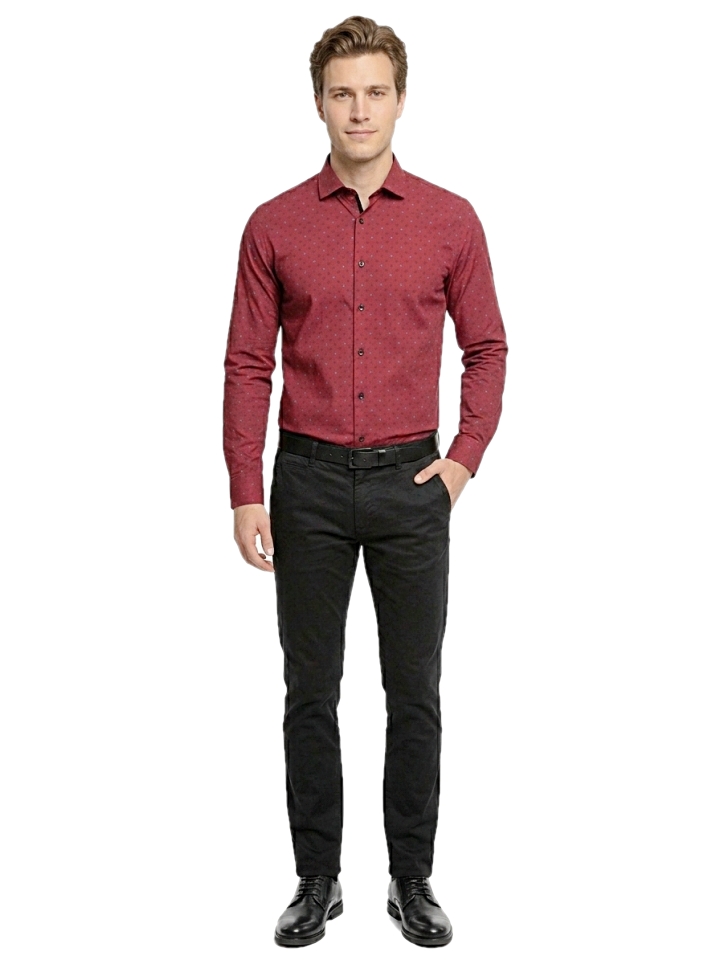 Pánska košeľa bordová so vzorom, P243