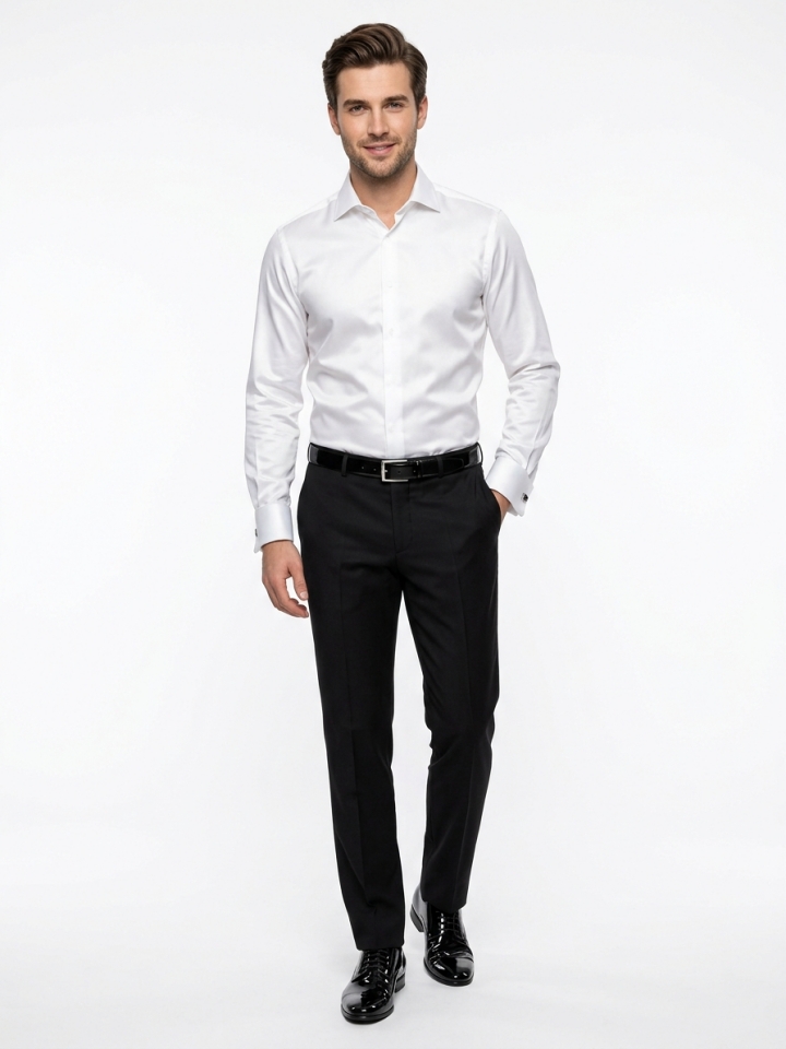 Pánska manžetová košeľa biela, P79